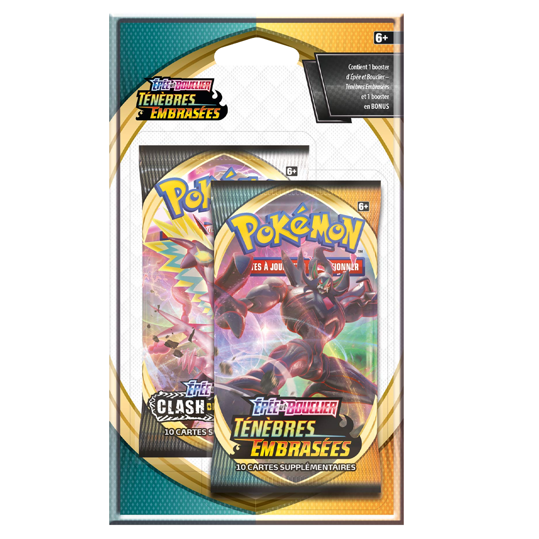 Blister Duo pack 1 booster Ténèbres Embrasées et 1 booster Clash des Rebelles Épée et Bouclier -EB02 - EB03 - FR - Pokémon Français