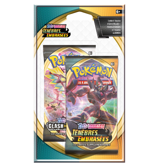 Blister Duo pack 1 booster Ténèbres Embrasées et 1 booster Clash des Rebelles Épée et Bouclier -EB02 - EB03 - FR - Pokémon Français