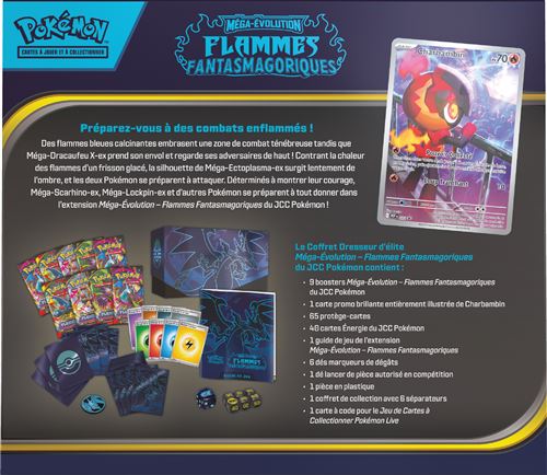 Coffret Dresseur d’Élite ETB Méga-Évolution – Flammes Fantasmagoriques